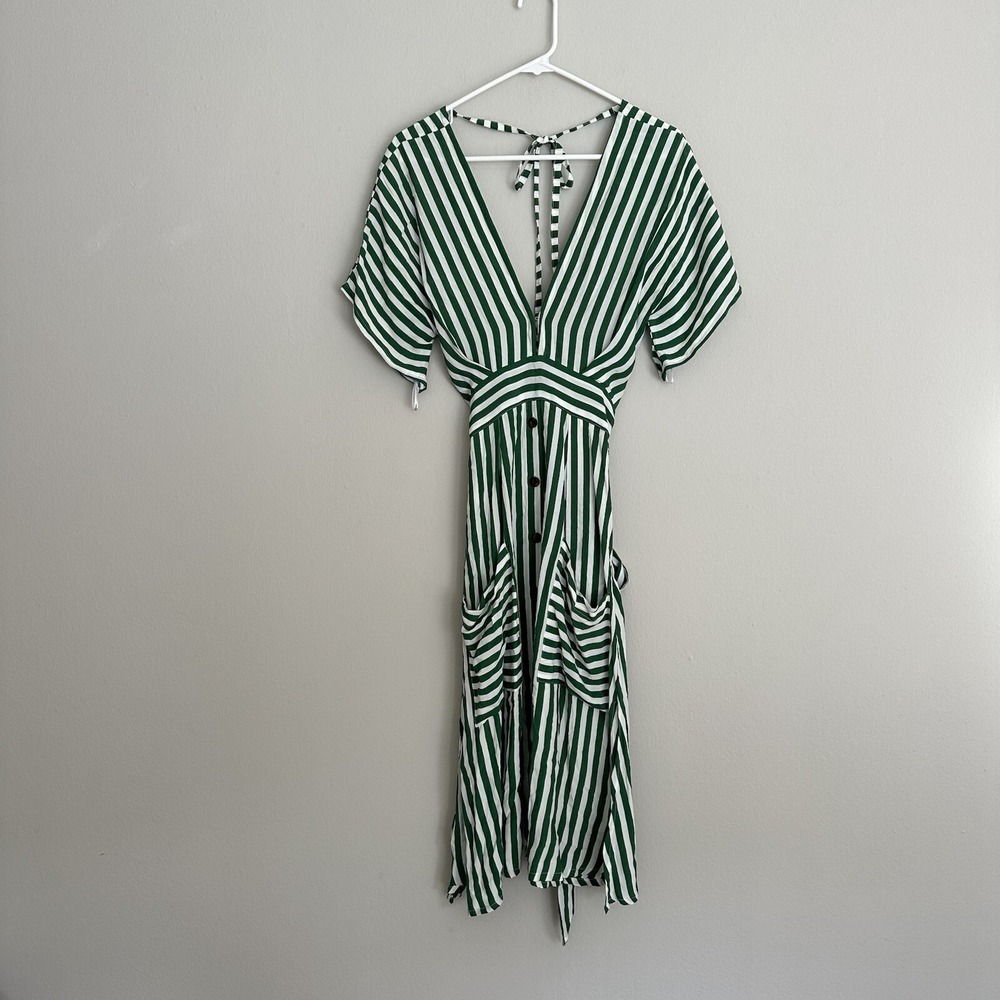 FAITHFULL THE BRAND Button Up Striped Dress Women's size‎ 2 Boho Tie Back